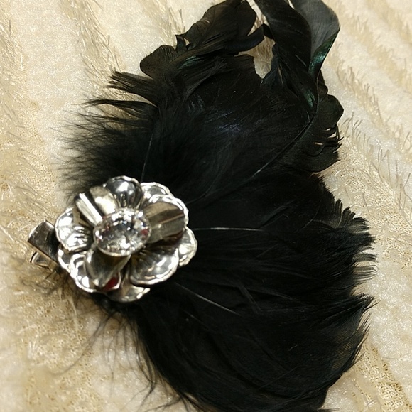 Unique Feather Hair Clip or Brooch Flapper Roaring 20s Gatsby Gypsy Accessory 7" - Picture 4 of 8